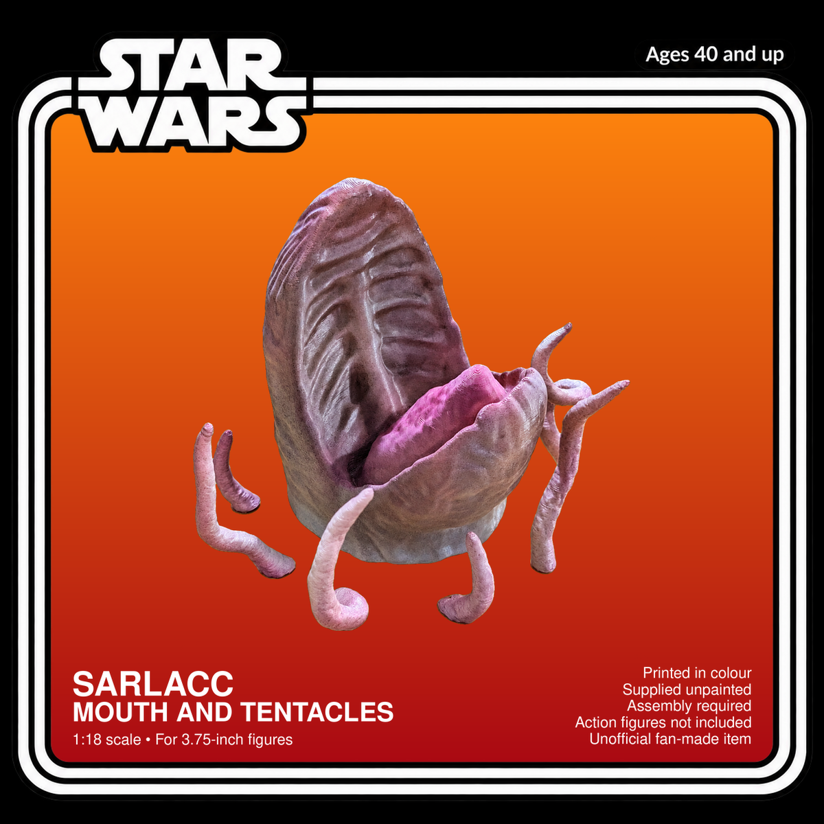 Star Wars Sarlacc Mouth with Tentacles 3.75 Inch 1:18 3D Printed Diorama