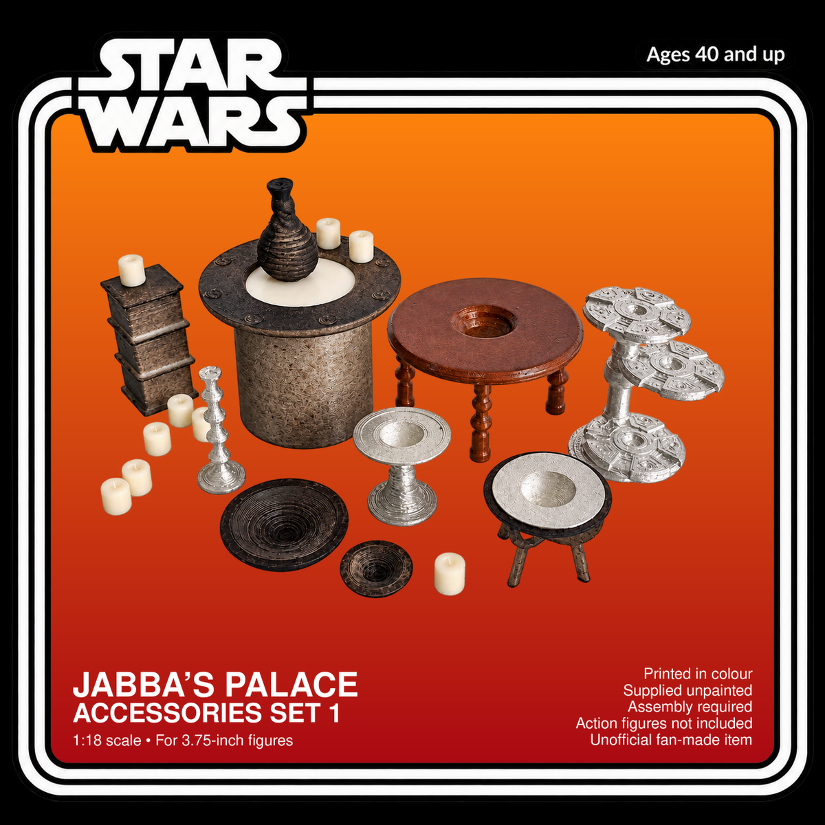Star Wars Jabba's Palace Accessories Set 1 3.75 Inch 1:18 3D Printed Kit