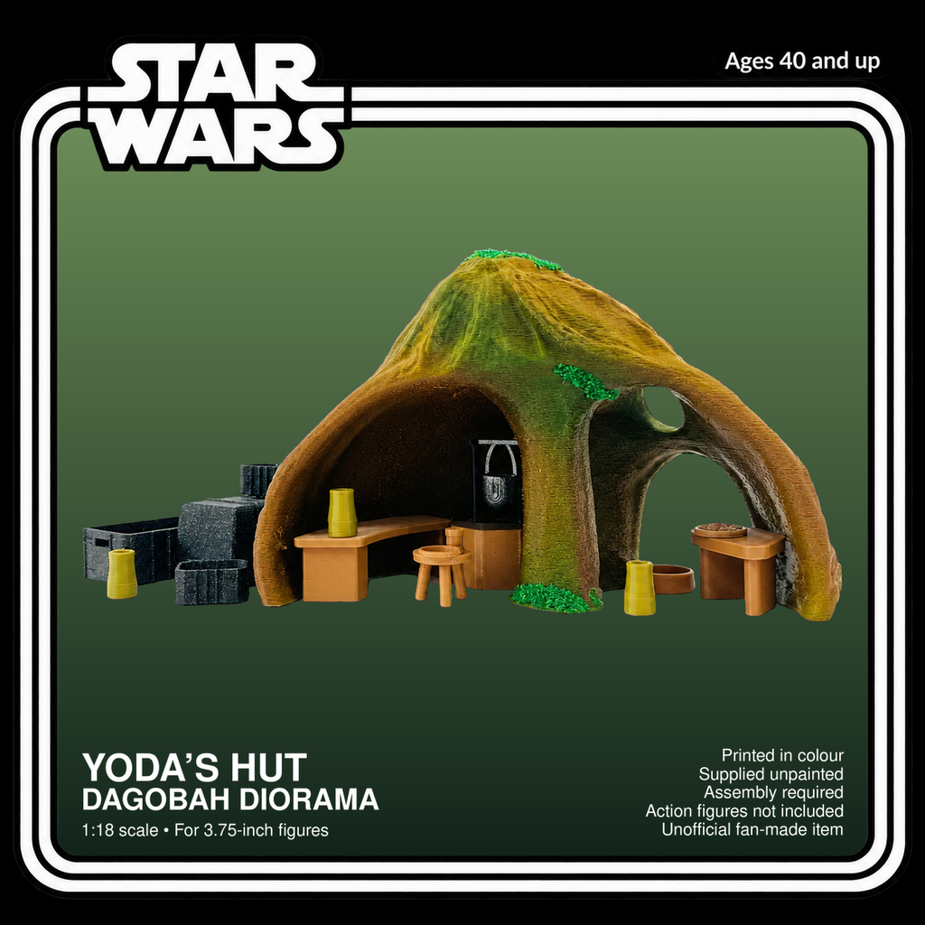 Star Wars Yoda Hut Dagobah Diorama 3.75 Inch 1:18 3D Printed Unpainted Kit