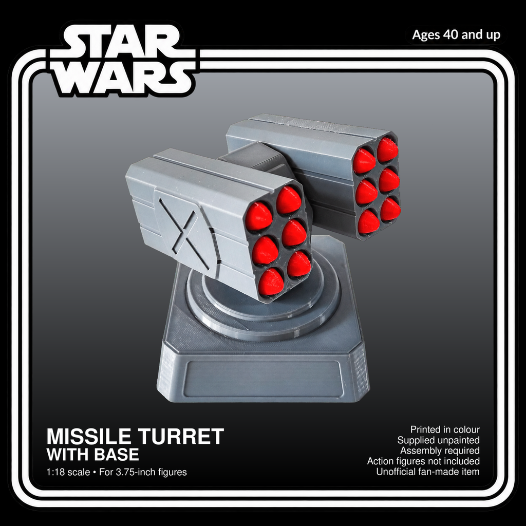 Sci Fi Missile Turret With Base 12 Missiles 3.75 Inch 1:18 3D Printed Kit