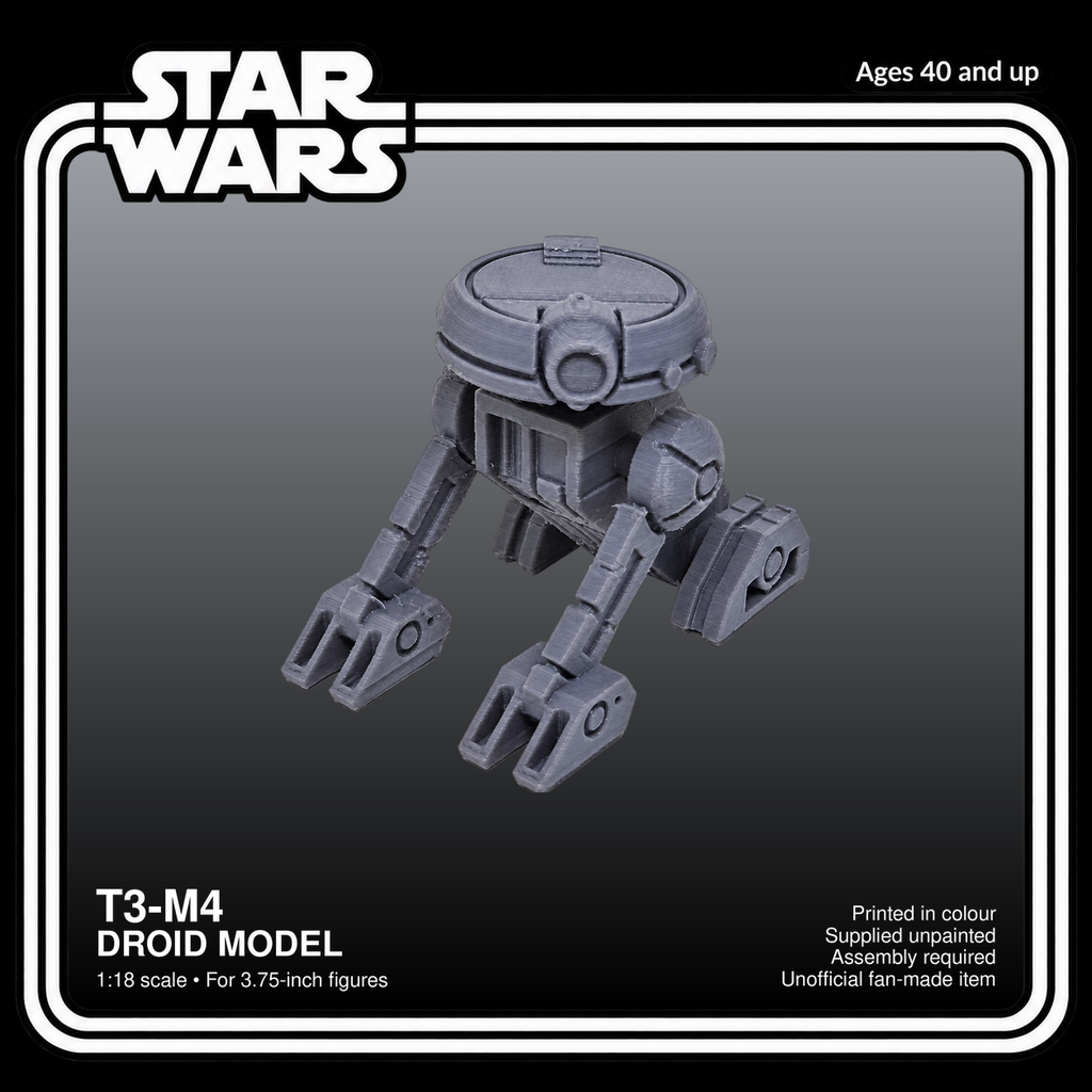 Star Wars T3-M4 Droid 3.75 Inch Scale 1:18 Unpainted 3D Printed Model