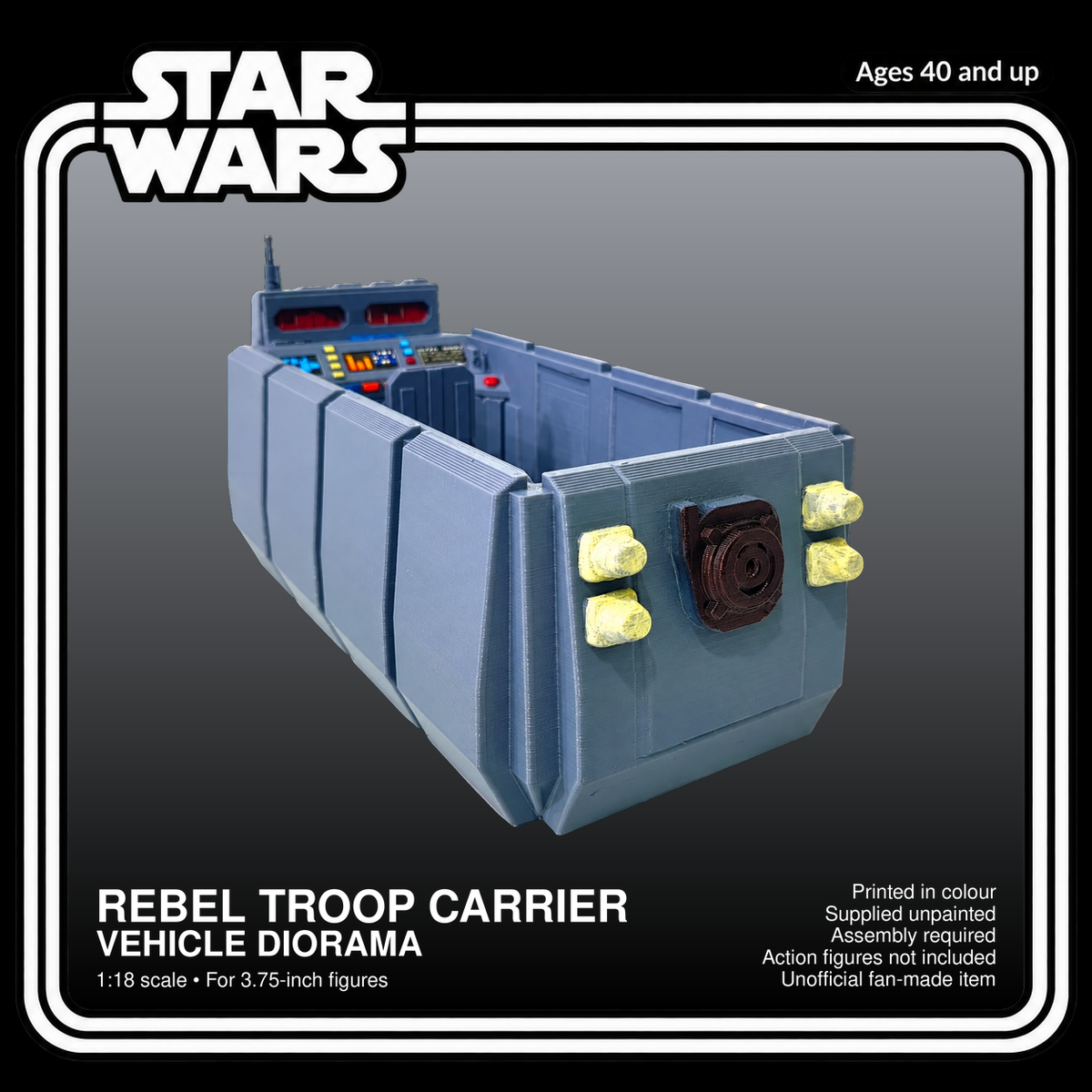 Star Wars Rebel Troop Carrier 3.75 Inch 1:18 3D Printed Diorama Model Kit