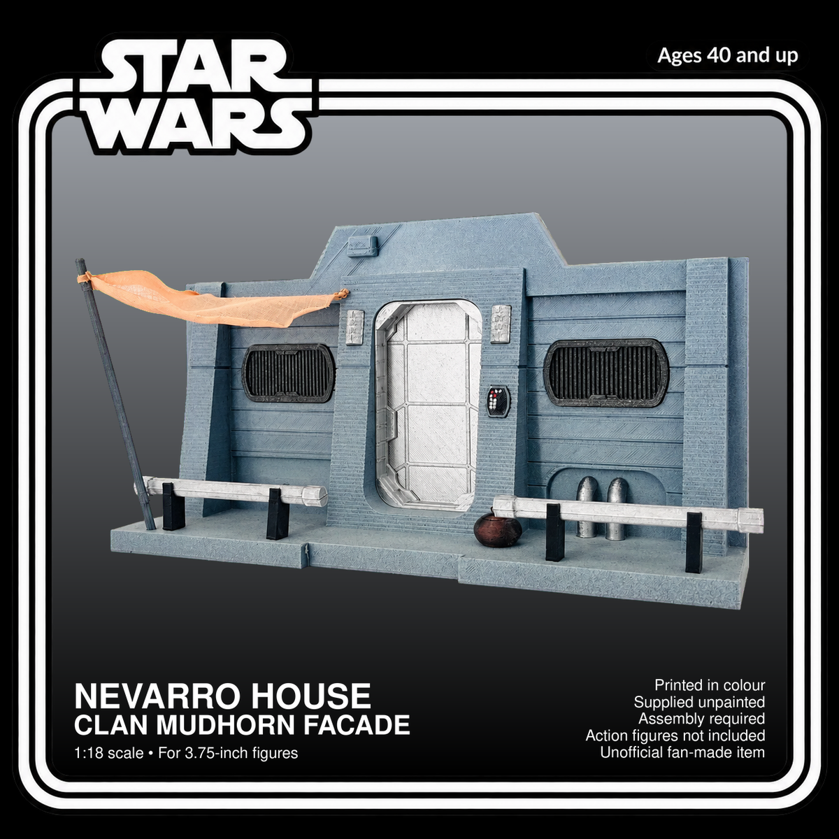 Star Wars Mandalorian Nevarro House Facade 3.75 Inch 1:18 3D Printed Kit