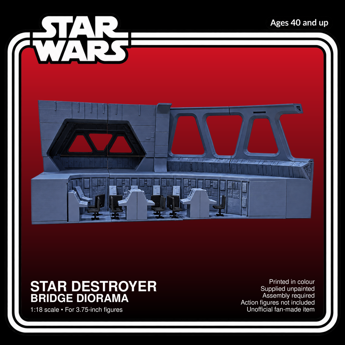 Star Wars Star Destroyer Bridge Diorama 3.75 Inch 1:18 3D Printed Kit