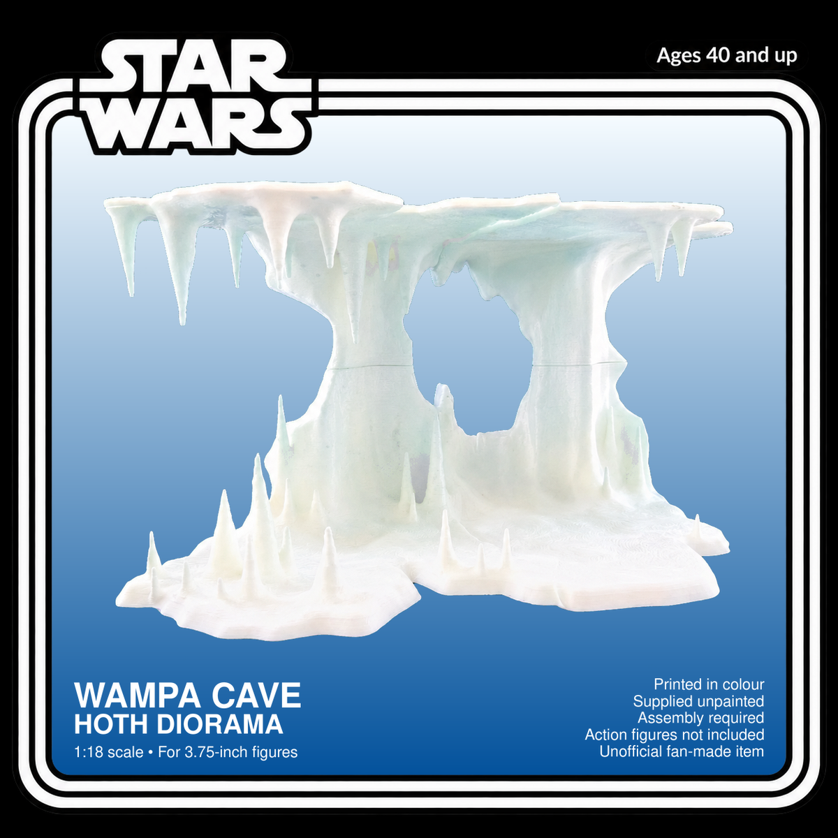 Star Wars Hoth Wampa Ice Cave Diorama 3.75 Inch 1:18 3D Printed Model Kit