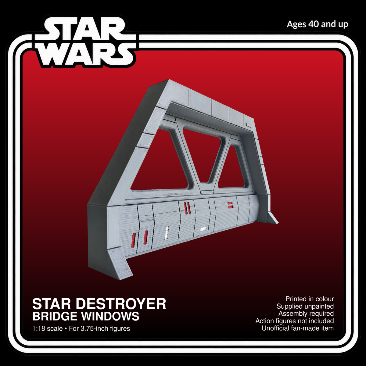 Star Wars Star Destroyer Bridge Windows Diorama 3.75 Inch 1:18 3D Printed