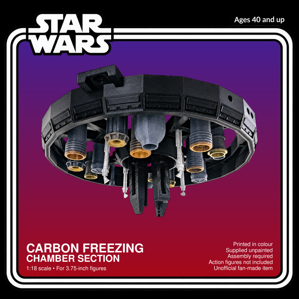 Star Wars Bespin Carbon Freezing Chamber Section 3.75 Inch 1:18 3D Printed Kit
