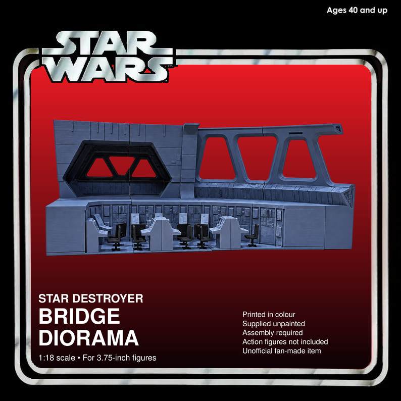 Star Wars Star Destroyer Bridge Diorama 3.75 Inch 1:18 3D Printed Kit