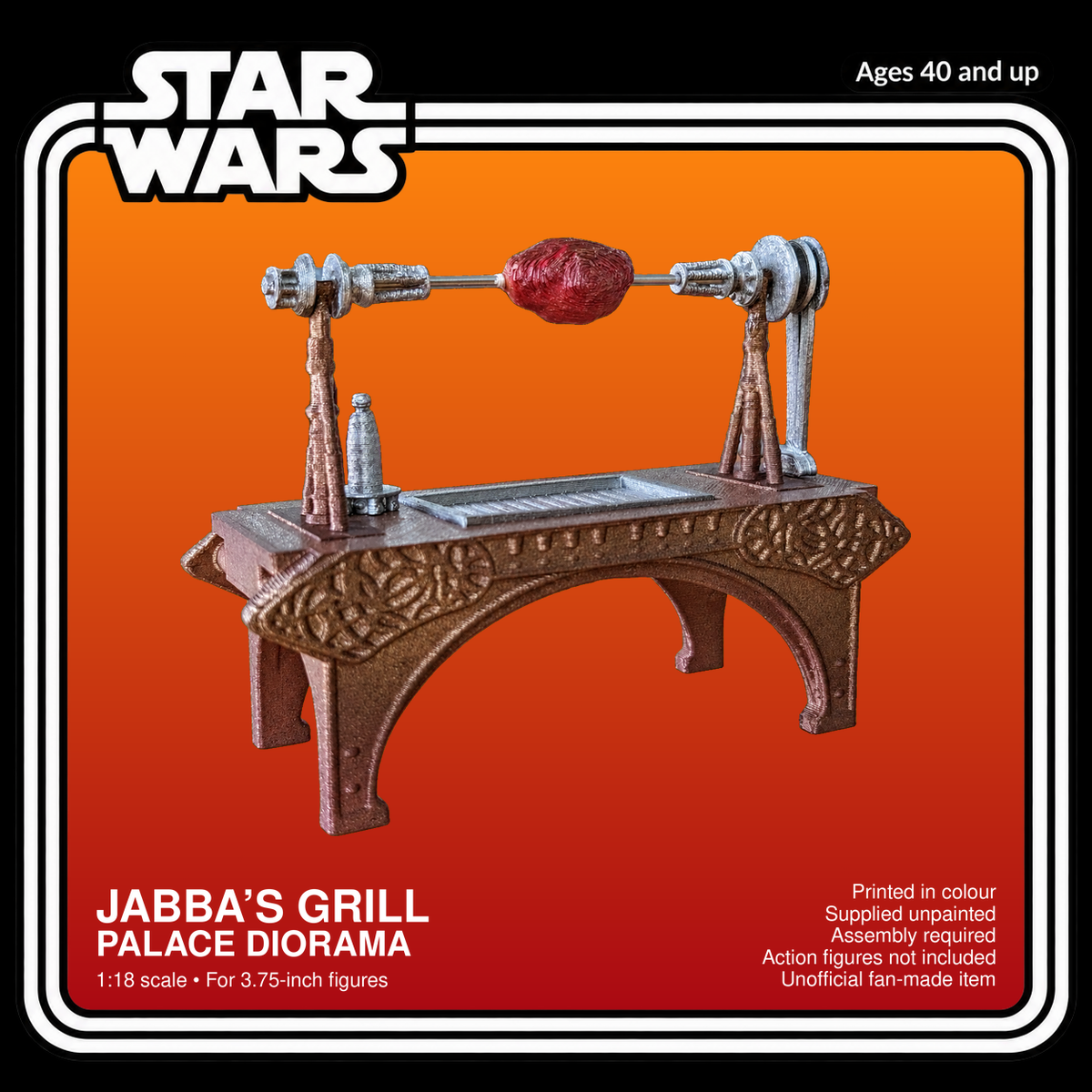 Star Wars Jabba the Hutt Grill Rotisserie 3.75 Inch 1:18 3D Printed Kit