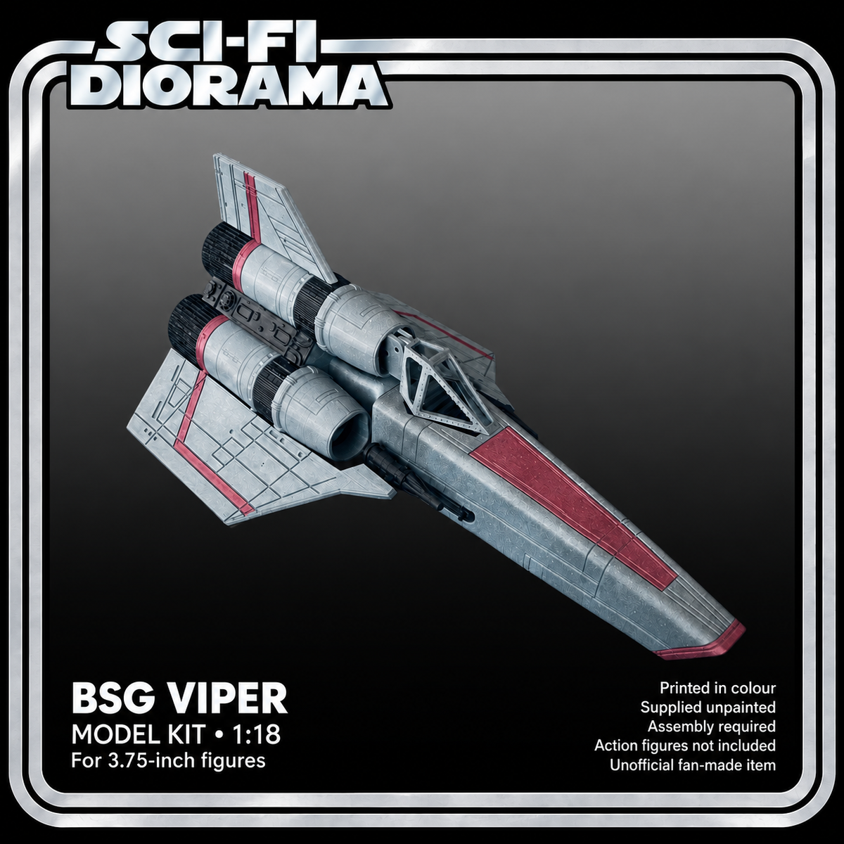 Battlestar Galactica BSG Viper 1:18 3D Printed Ship Diorama Model Kit