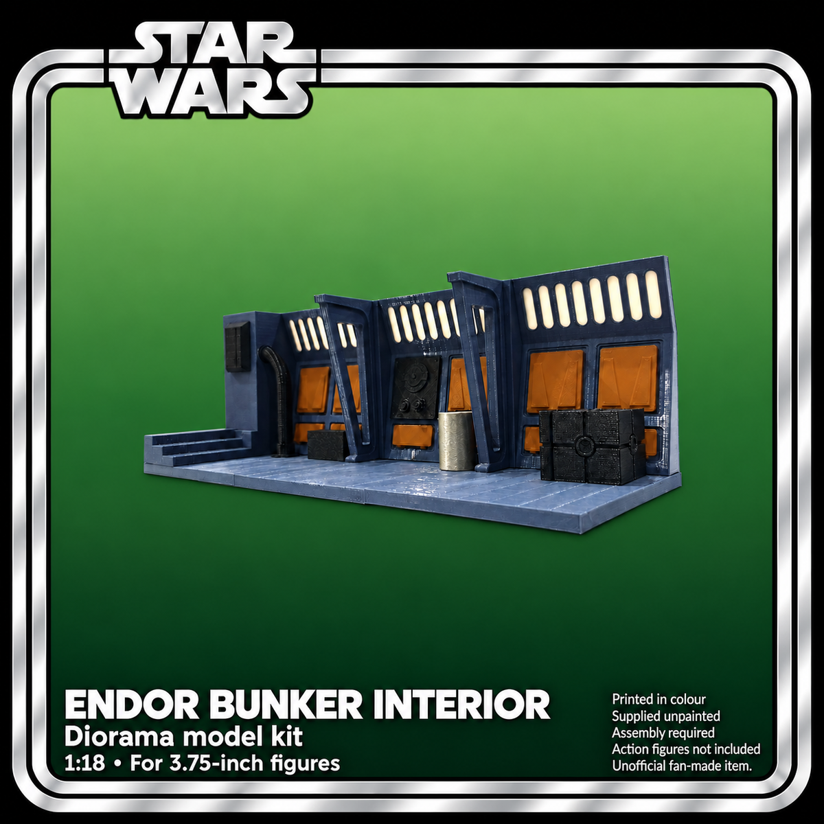 Star Wars Endor Bunker Interior 1:18 3D Printed Diorama Display Model Kit