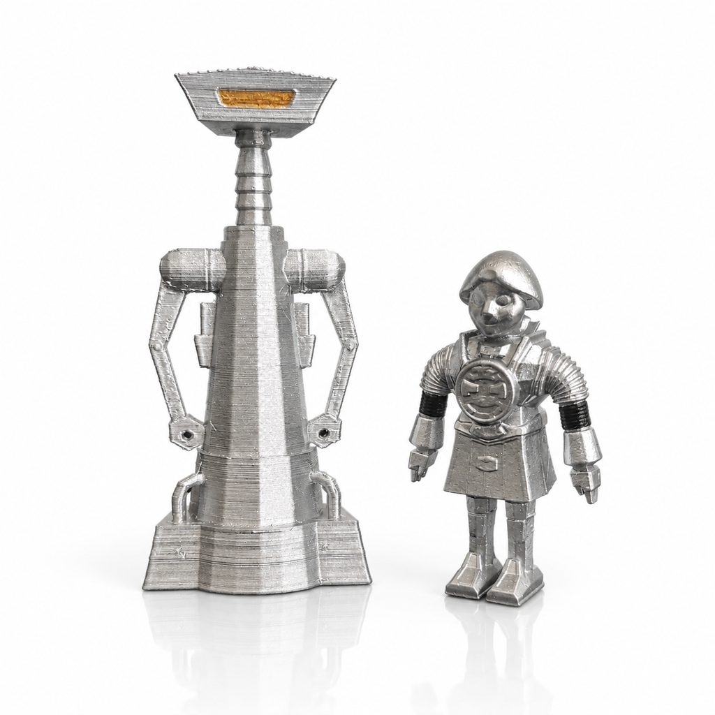 Buck Rogers Crichton & Twiki Robots 1:18 Silver 3D Printed Model Kit
