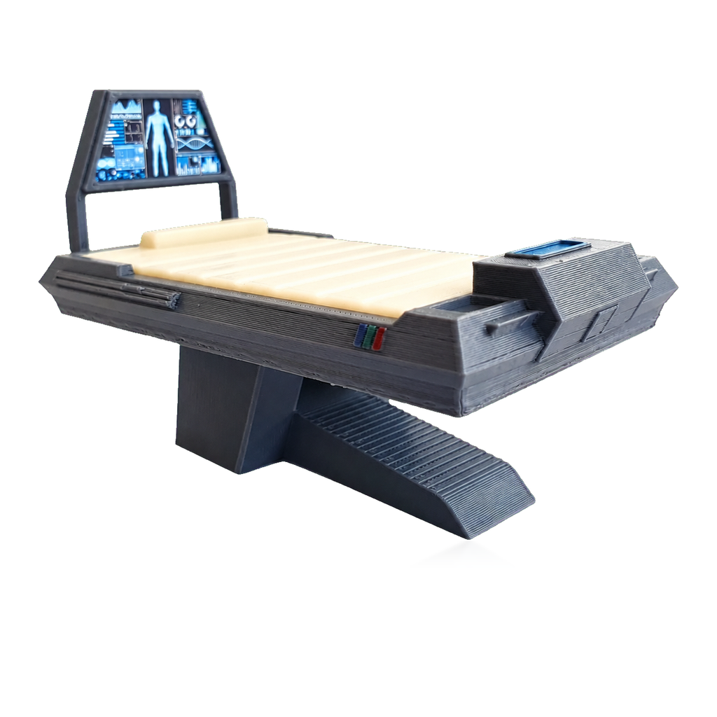 Sci Fi Medical Bed Table 3 with Monitor 3.75 Inch 1:18 3D Printed Diorama