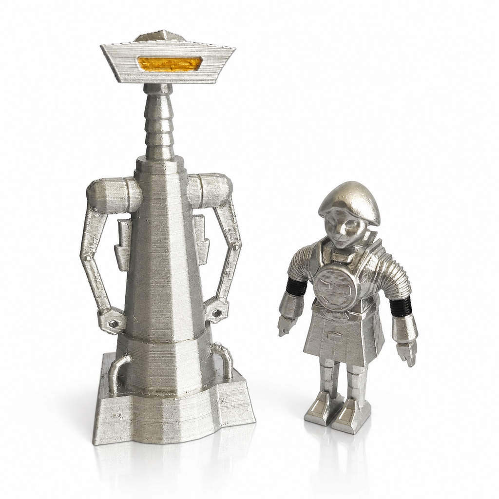 Buck Rogers Crichton & Twiki Robots 1:18 Silver 3D Printed Model Kit