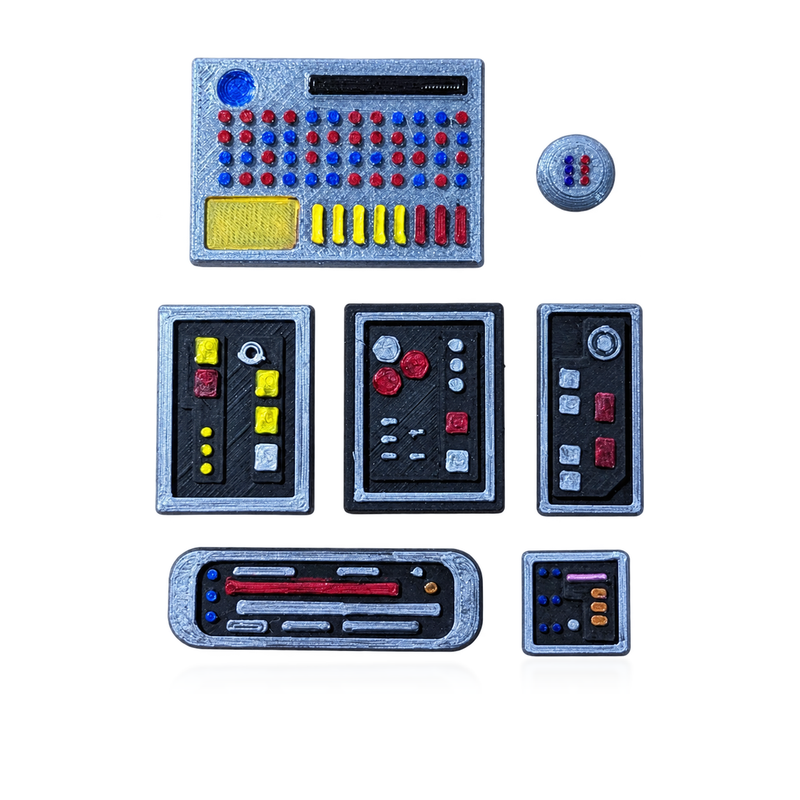 Sci Fi Control Panels Set 1 7 Pieces 1:18 Diorama Accessories - studio view