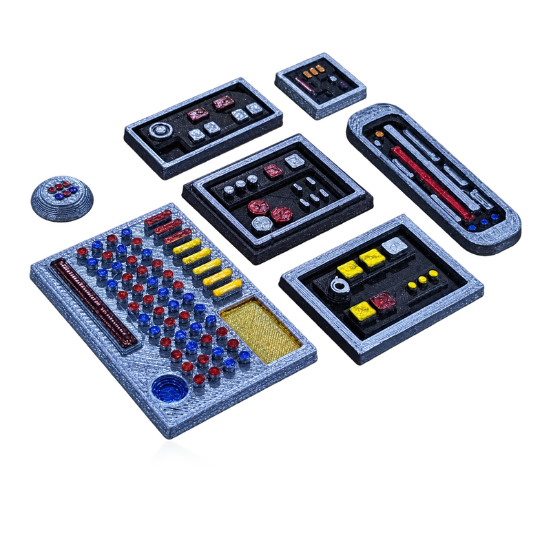 Sci Fi Control Panels Set 1 7 Pieces 1:18 Diorama Accessories - detail view