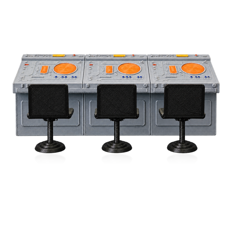 Star Wars Yavin IV Computer Bank and 3 Chairs 1:18 Diorama Kit - detail view
