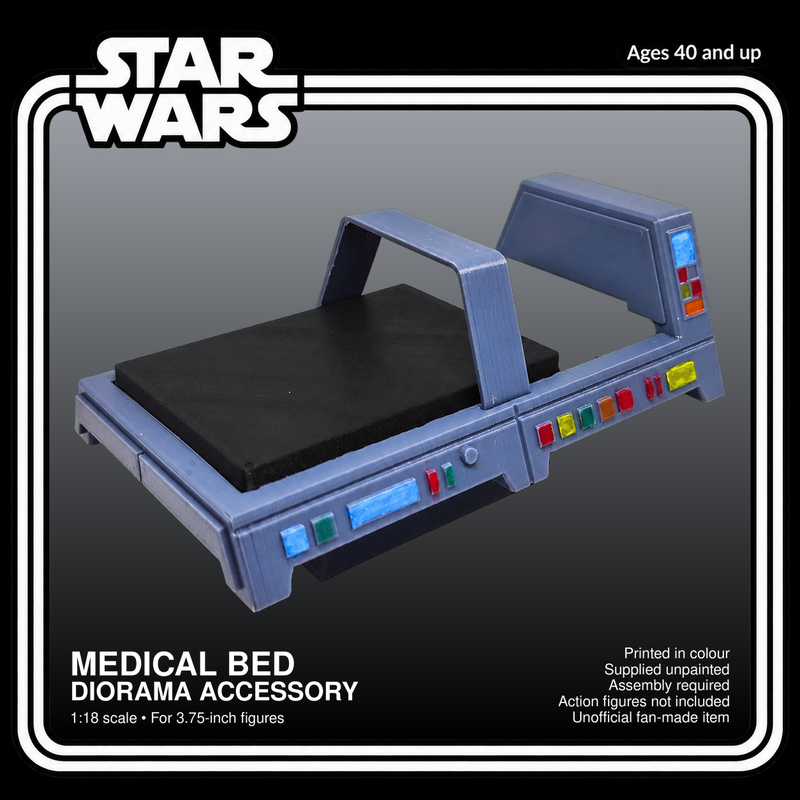 Sci Fi Medical Bed Monitor 3.75 Inch 1:18 3D Printed Diorama Kit