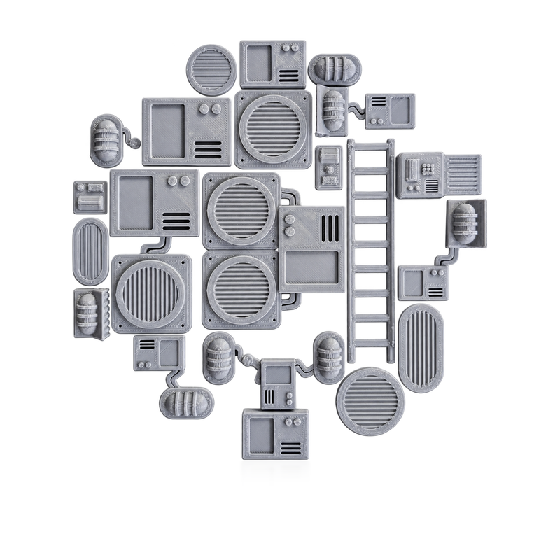Sci Fi Greeblies Set 6 20 Parts 1:18 Diorama Accessories - studio view