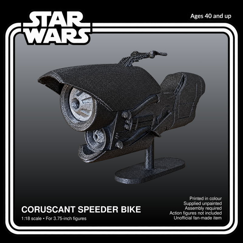 Star Wars Coruscant Speeder Bike 1:18 3D Printed Model Kit - product card
