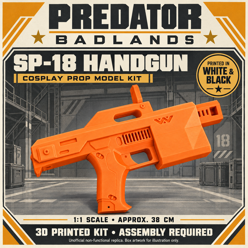 Predator Badlands SP-18 Handgun 1:1 3D Printed Cosplay Prop Model Kit