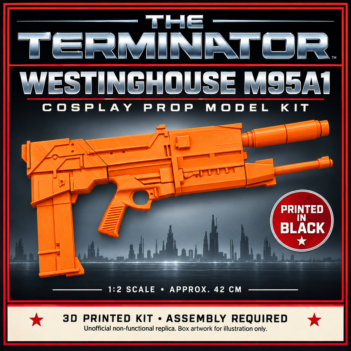 Terminator M95A1 Plasma Rifle 1:2 Half Scale 42cm 3D Printed Cosplay Prop Kit