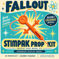 Fallout Stimpak Injector Silver 3D Printed Handmade Cosplay Display Prop Kit