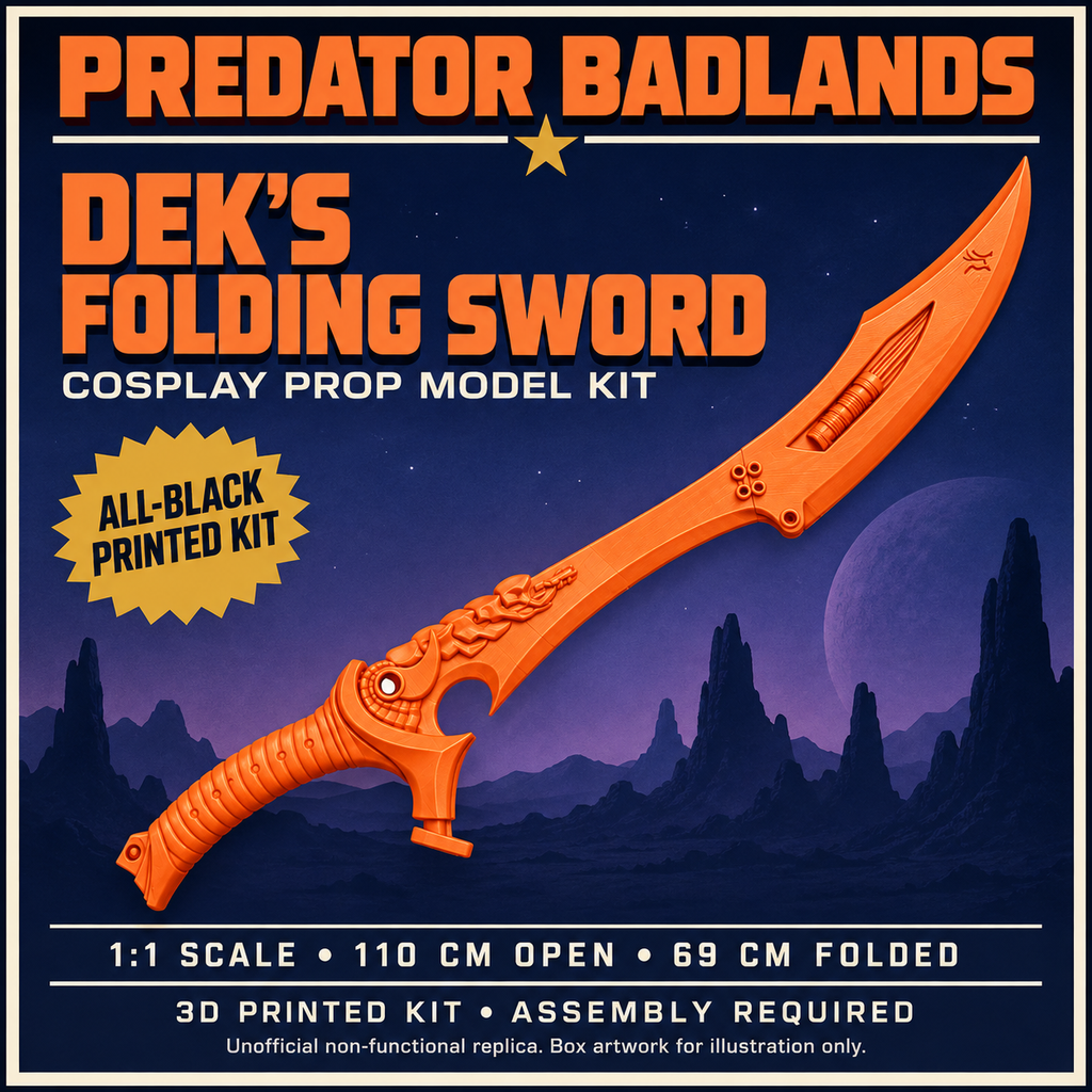 Predator Badlands Dek Folding Sword All Black 110cm 3D Printed Cosplay Kit