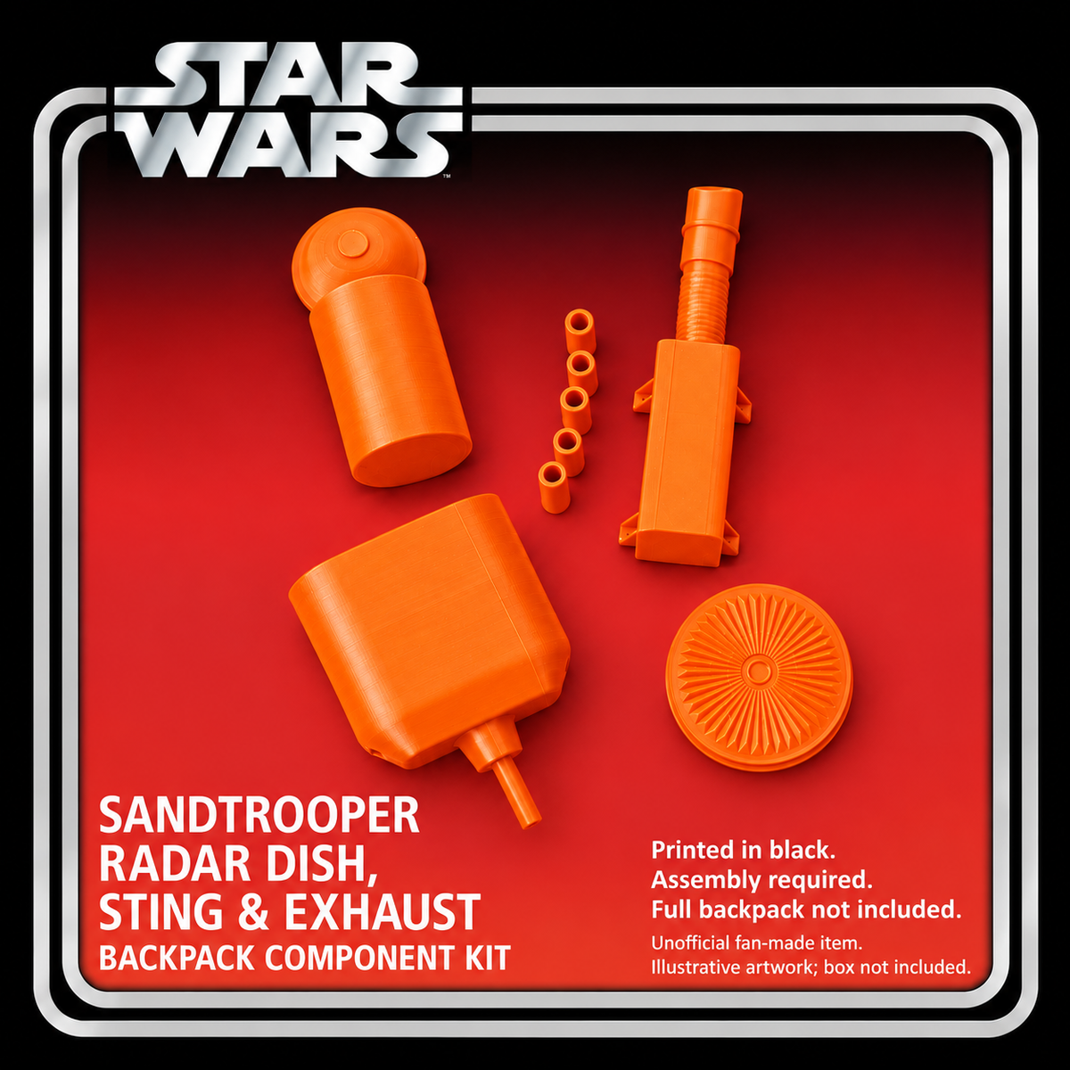 Star Wars Sandtrooper Backpack Radar Dish Sting Exhaust 3D Printed Prop Kit