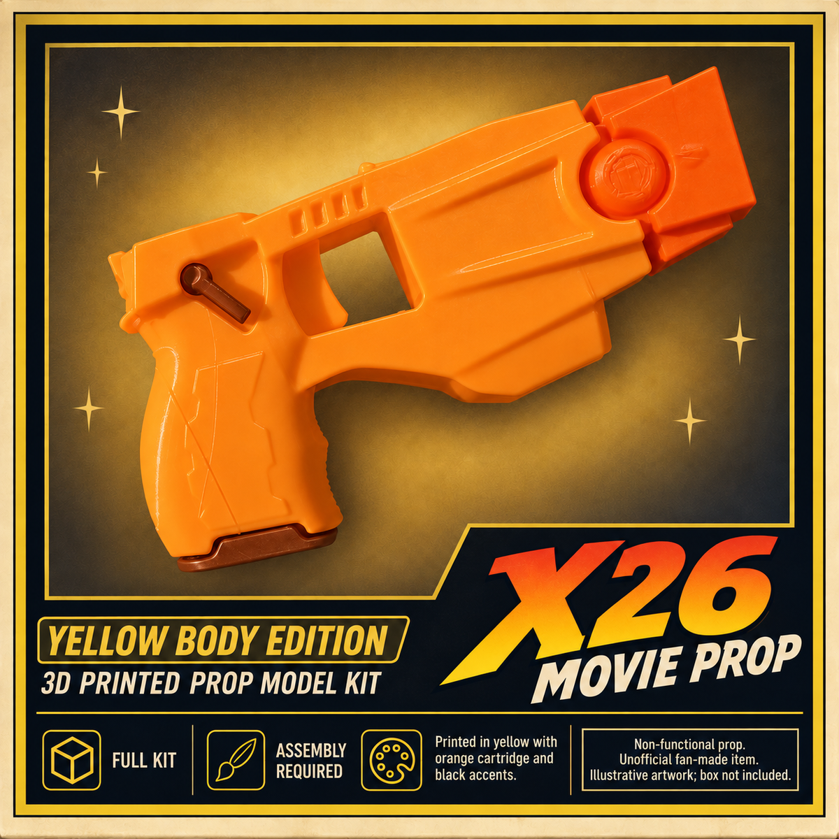 X26 Yellow Body Movie Taser Non-Functional 3D Printed Cosplay Prop Kit