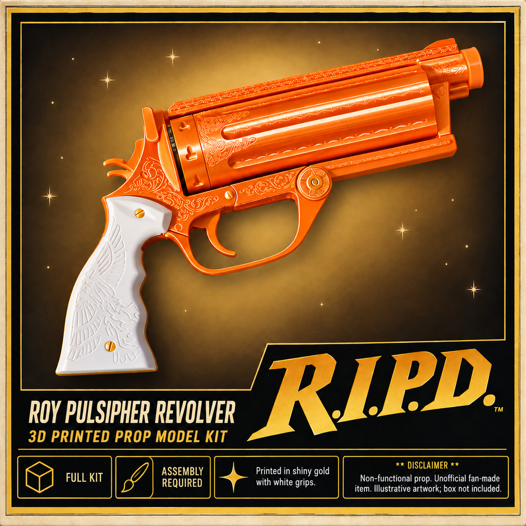 RIPD Roy Pulsipher Gold White Revolver 3D Printed Toy Cosplay Prop Kit