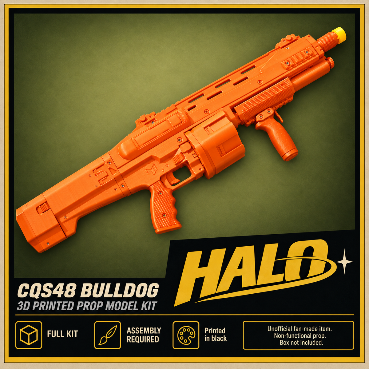 Halo CQS48 Bulldog Shotgun 3D Printed Toy Cosplay Prop Model Kit