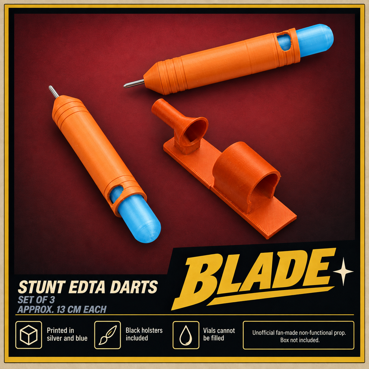Blade STUNT EDTA Darts Set of 3 13cm 3D Printed Cosplay Prop Kit