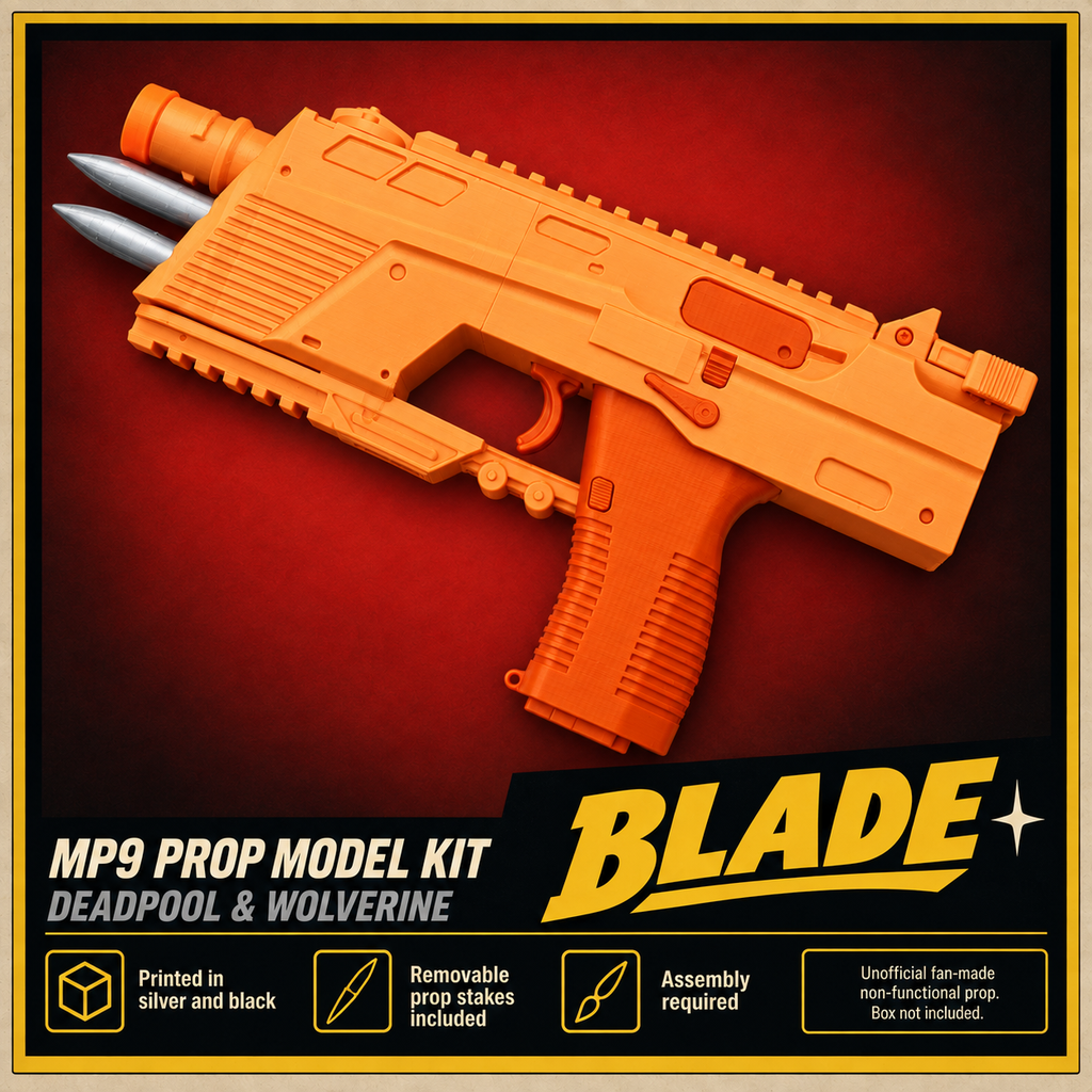 Blade MP9 Deadpool & Wolverine Silver Black 3D Printed Cosplay Prop Kit