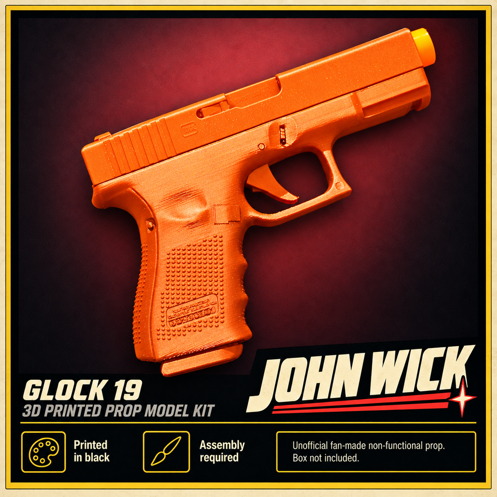 Glock 19 John Wick 3D Printed Non-Functional Cosplay Prop Model Kit