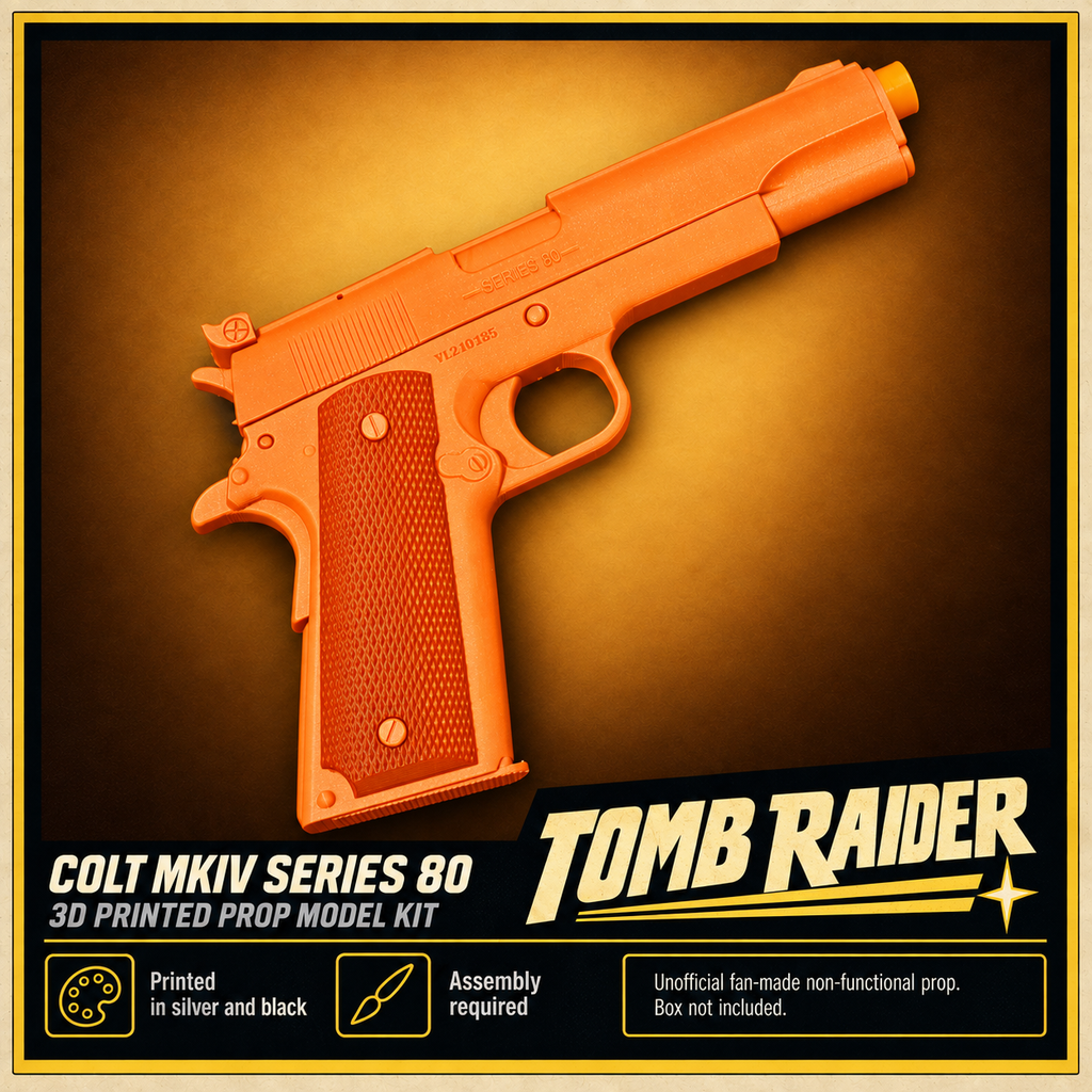 Colt MKIV Series 80 Silver Black 3D Printed Cosplay Pistol Prop Kit