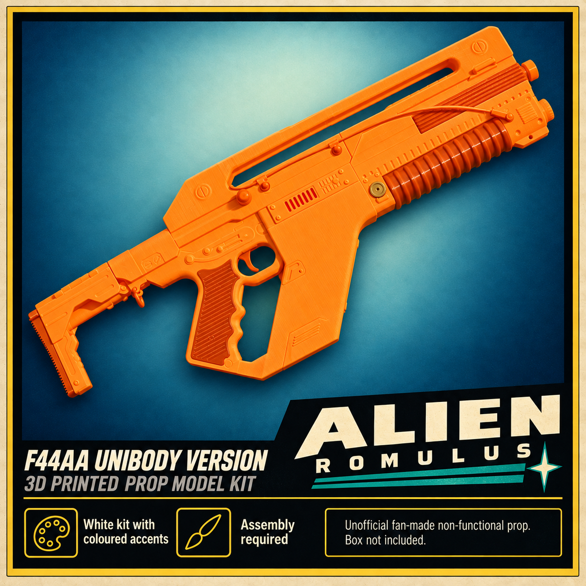 Alien Romulus F44AA Unibody White 3D Printed Pulse Rifle Cosplay Prop Kit