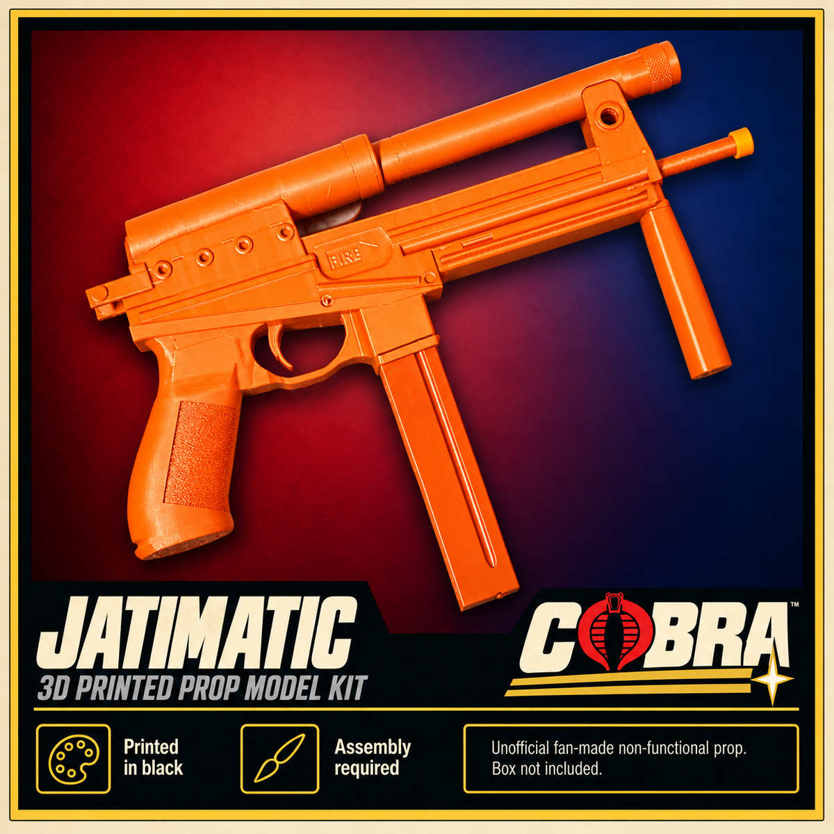 Cobra Jatimatic SMG Stallone 3D Printed Non-Functional Cosplay Prop Kit