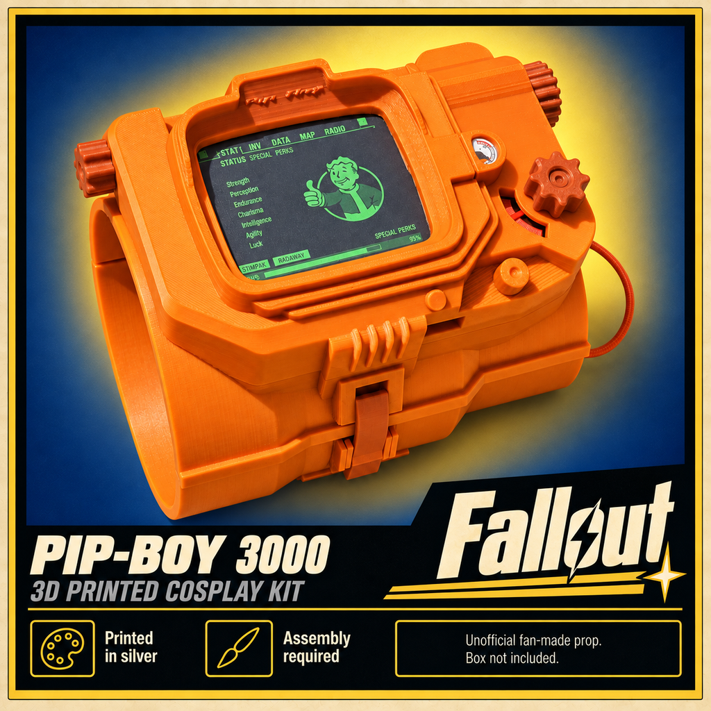 Fallout Lucy Pip-Boy 3000 Silver 3D Printed Cosplay Kit No Electronics