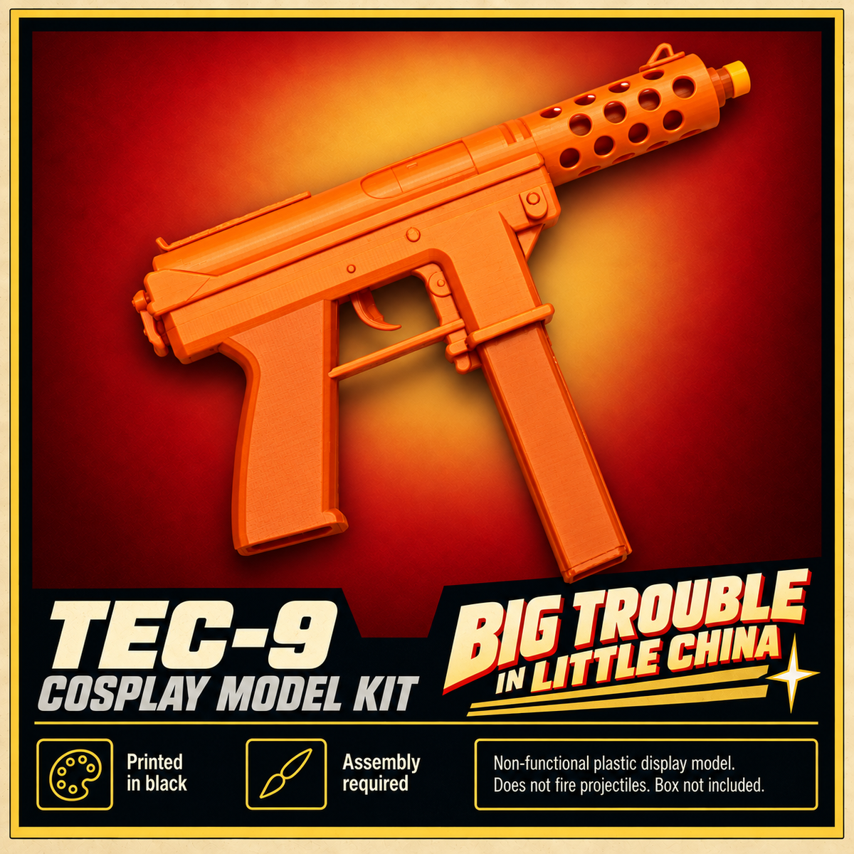 Big Trouble Little China TEC-9 3D Printed Non-Functional Cosplay Prop Kit