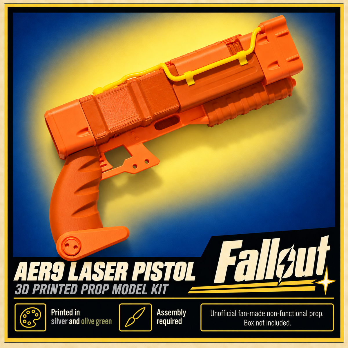 Fallout AER9 Lee Moldaver Laser Pistol Green 3D Printed Cosplay Prop Kit