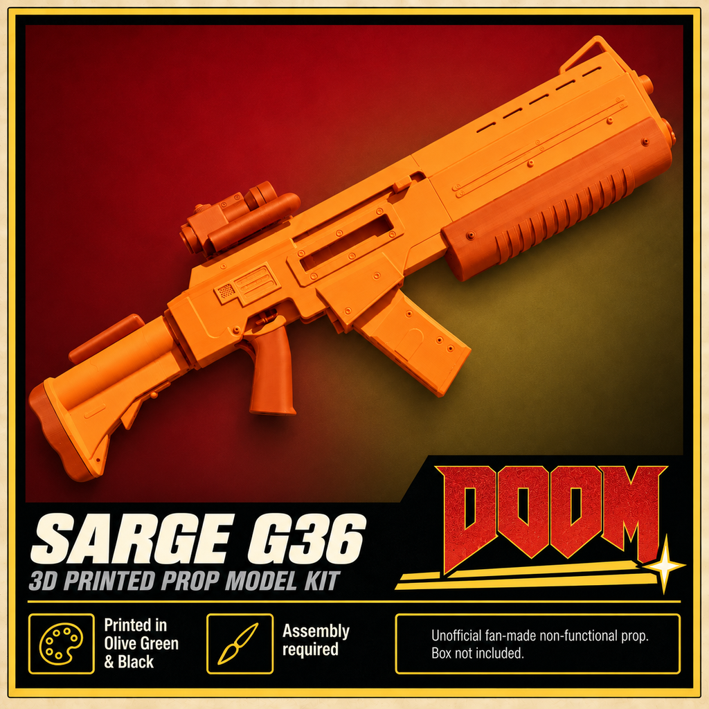 Doom Sarge G36 Green Black 3D Printed Cosplay Rifle Prop Model Kit