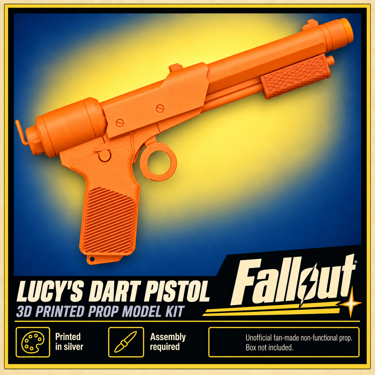 Fallout Lucy Dart Injector Pistol Silver 3D Printed Cosplay Prop Kit