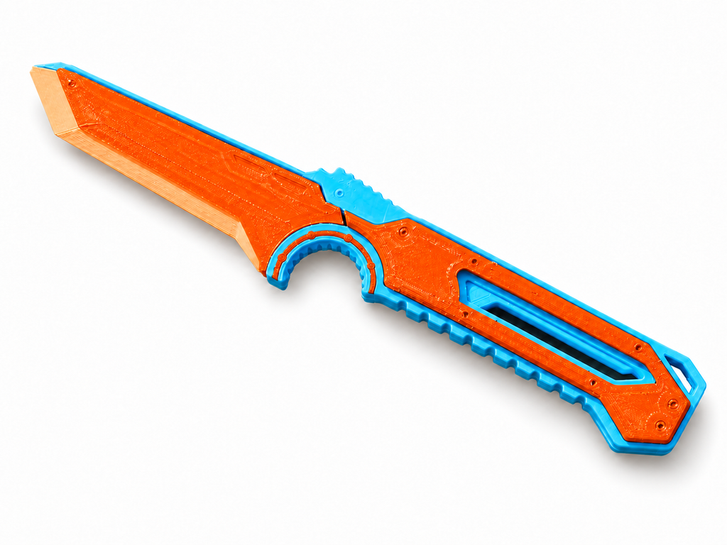 Starfield Combat Knife Blue Silver 3D Printed Cosplay Display Prop Kit
