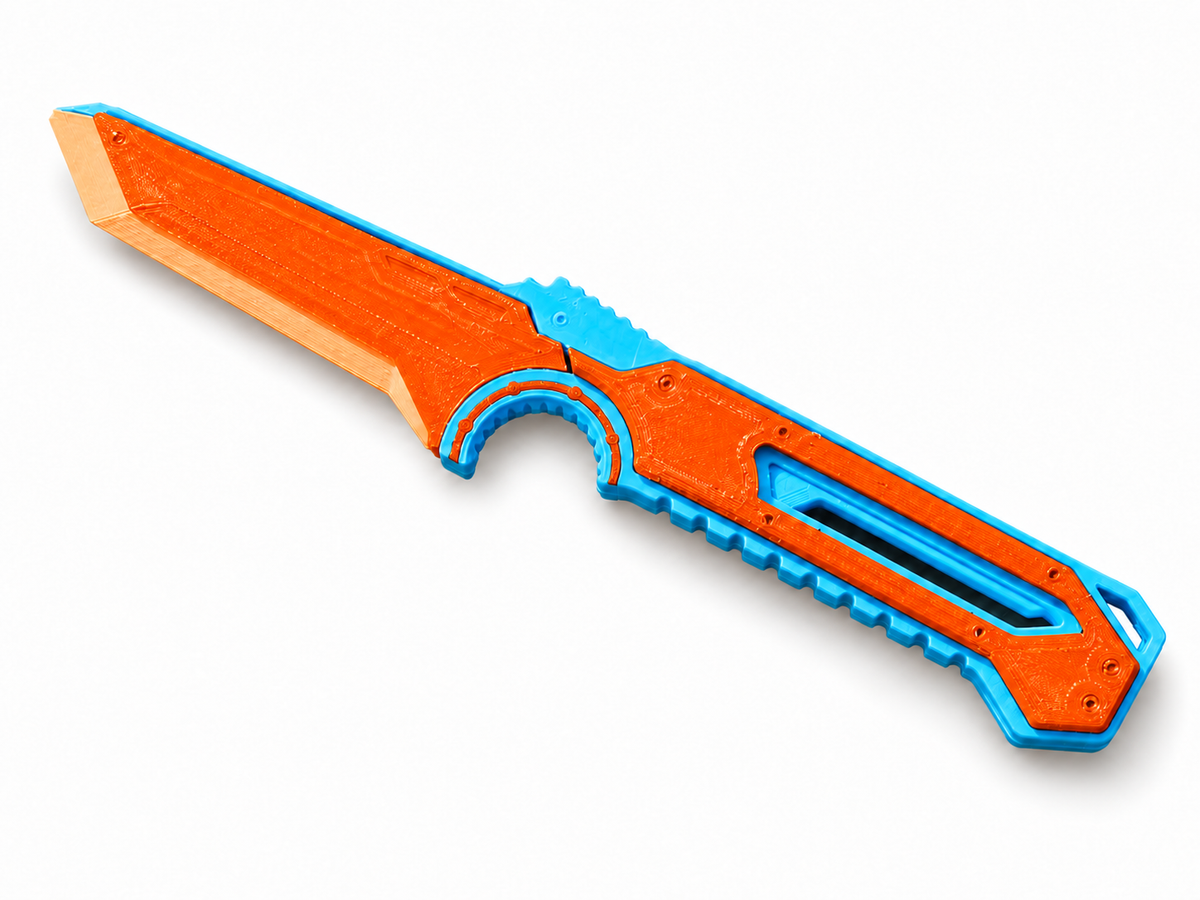 Starfield Combat Knife Blue Silver 3D Printed Cosplay Display Prop Kit