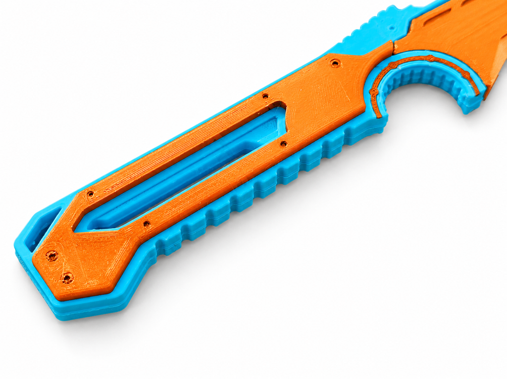 Starfield Combat Knife Blue Silver 3D Printed Cosplay Display Prop Kit