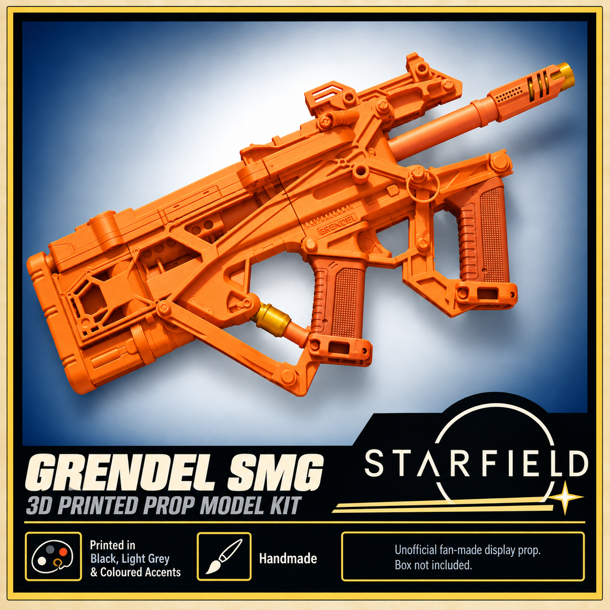 Starfield Grendel SMG 3D Printed Cosplay Blaster Rifle Prop Model Kit