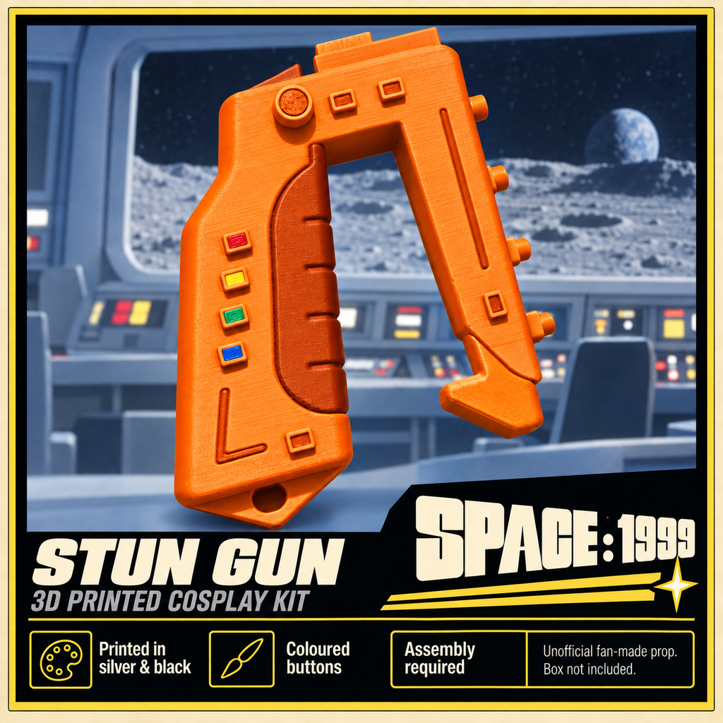 Space 1999 Stun Gun Silver 3D Printed Non-Functional Cosplay Prop Kit