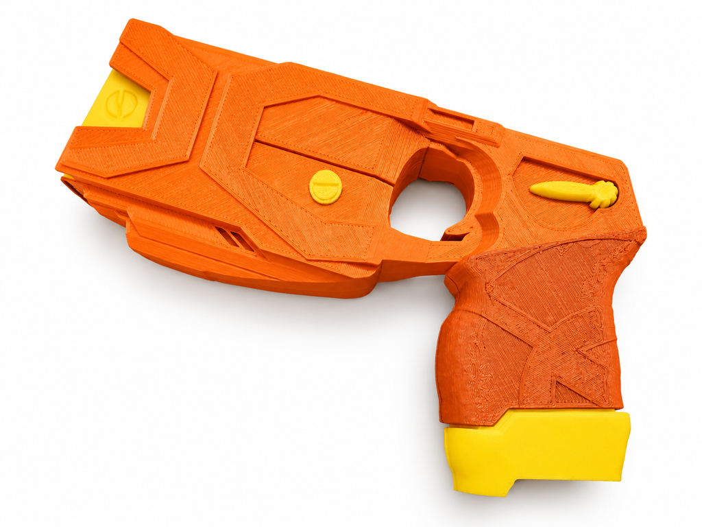 X2 Future Style Taser Silver Yellow 3D Printed Non-Functional Cosplay Prop Kit
