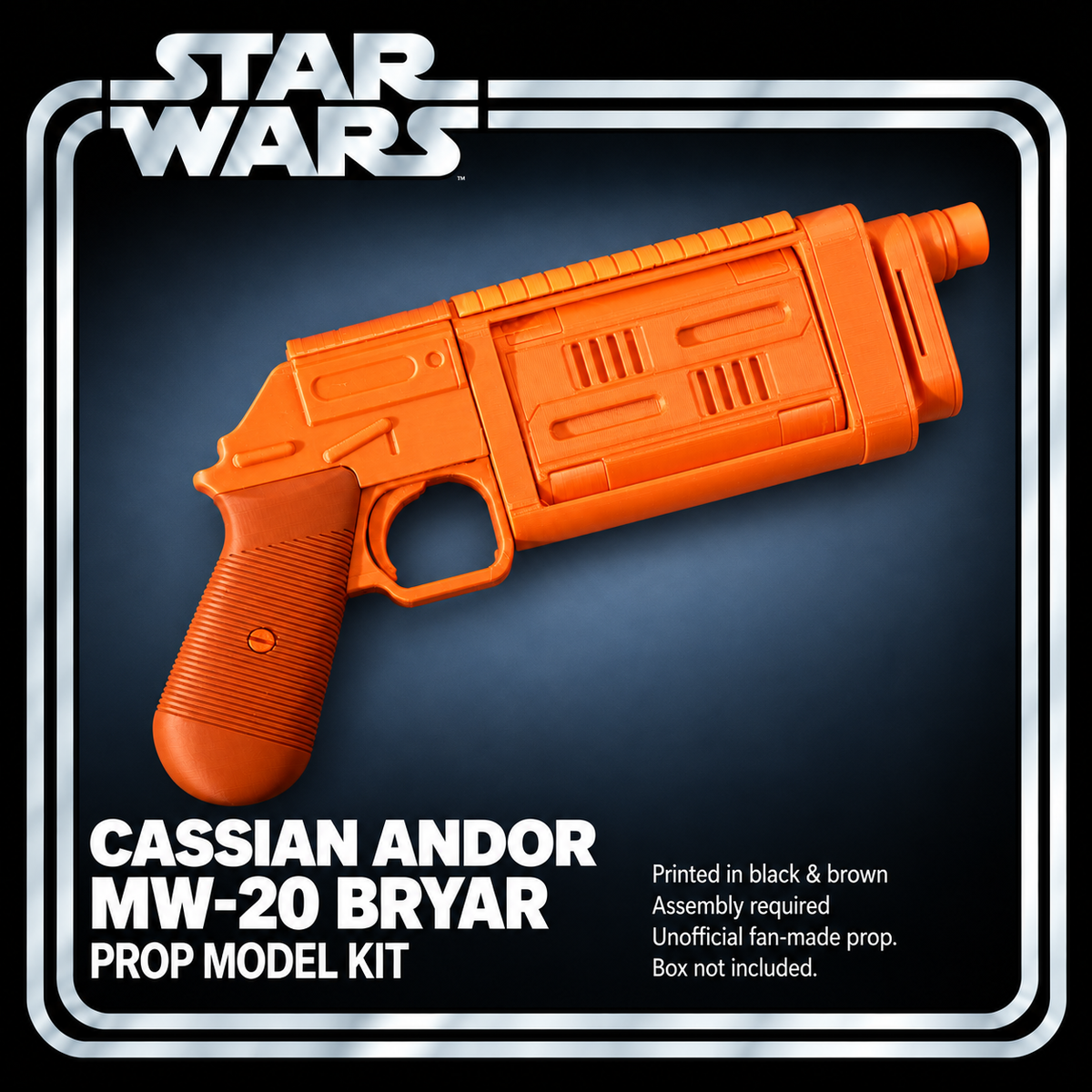 Star Wars Andor MW-20 Bryar Black Brown 3D Printed Toy Cosplay Blaster Kit